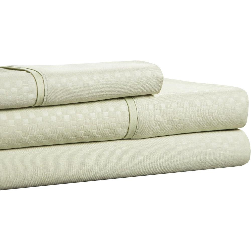 imageBrushed Microfiber Sheets Set 4 Piece Hypoallergenic Bed Linens with Deep Pocket Fitted Sheet and Embossed Design by Lavish Home Taupe KingSage