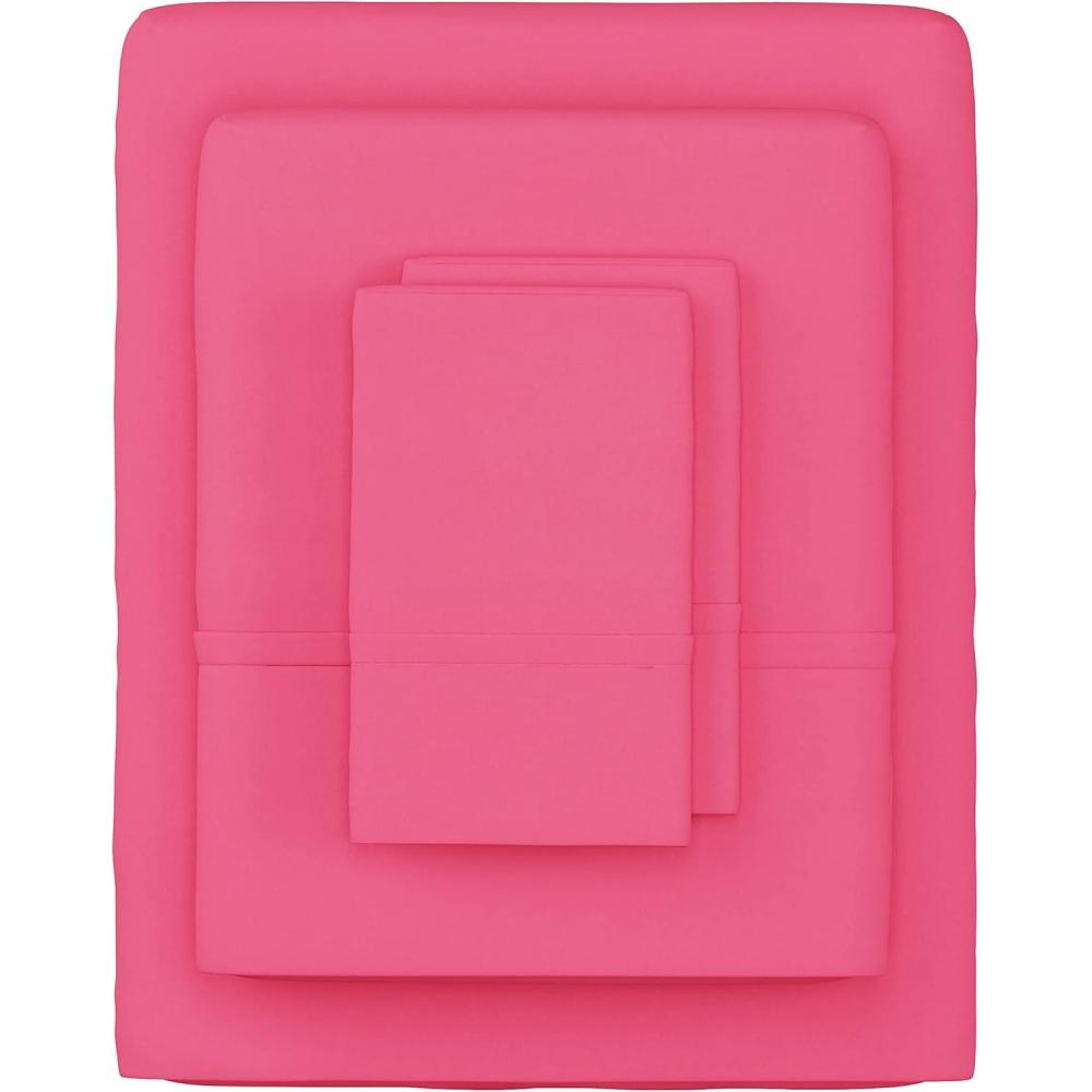 imageLavish Home 3Piece Brushed Microfiber Twin Sheet Set Bedding with Wrinkle and StainResistant Fitted and Flat Sheets Plus Pillowcase Pink