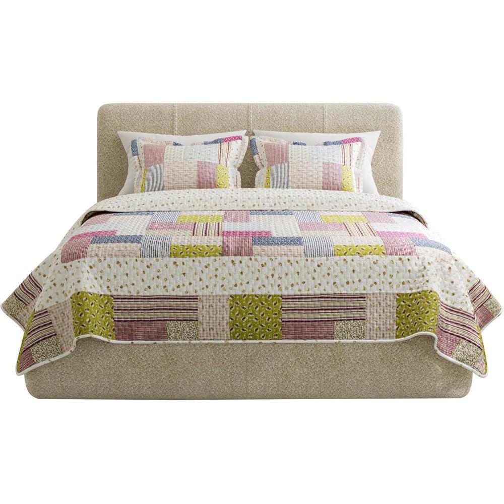 imageLavish Home 3Piece Quilt Set  Savannah Classic Patchwork FullQueen Quilt with 2 Pillow Shams  Machine Washable Lightweight Bedding Multicolor