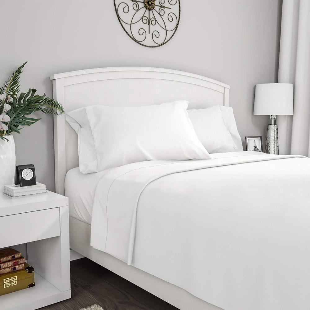 imageLavish Home Brushed Microfiber Sheet Set 4 Piece Bed LinensFitted amp Flat Sheets Plus 2 PillowcasesWrinkle Stain amp Fade Resistant Full White
