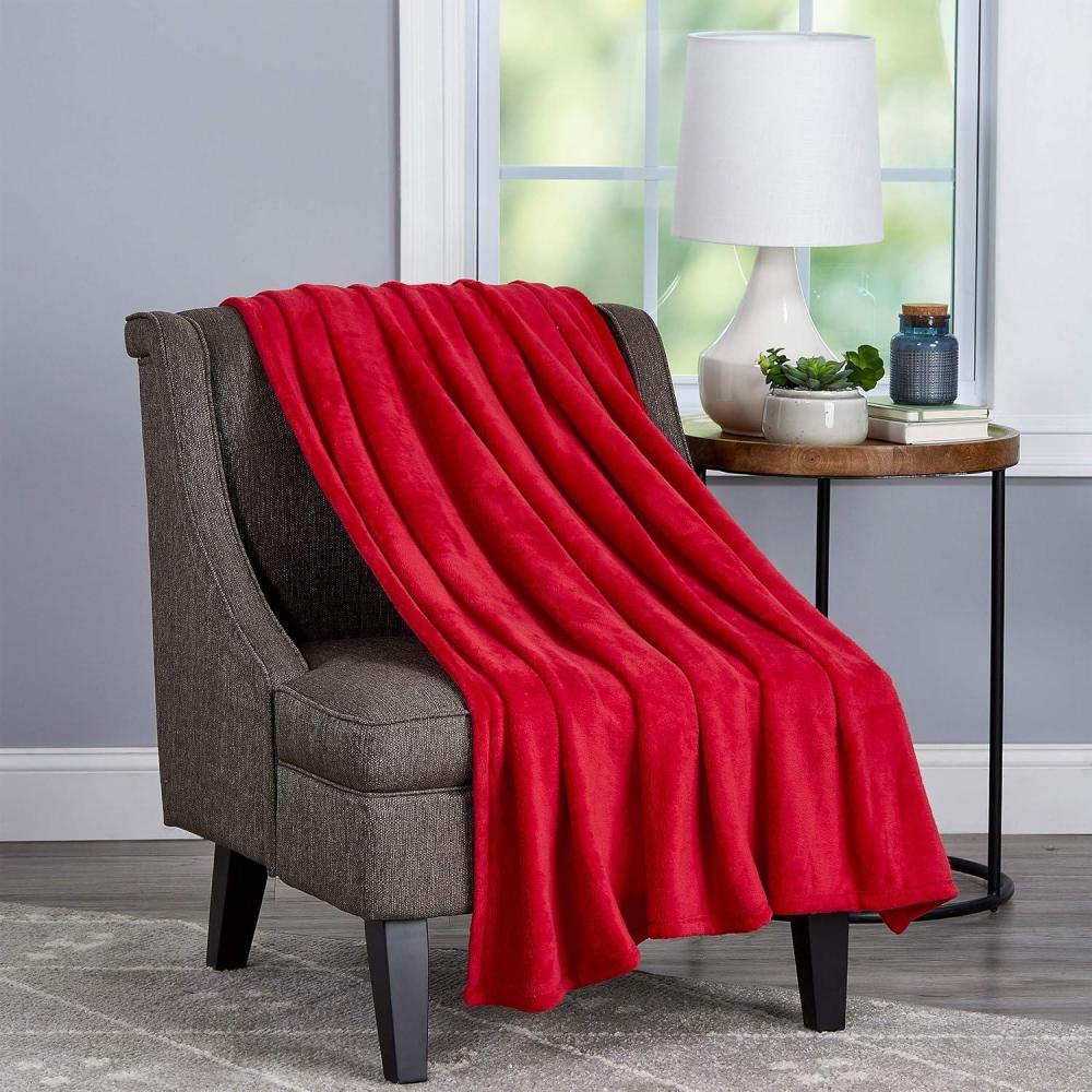 imageLavish Home Velvet Throw Oversized Microfiber Velvet Solid Polyester Throw Blanket Breathable and Machine Washable in Vineyard Red