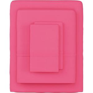 Lavish Home 3-Piece Brushed Microfiber Twin Sheet Set – Bedding with Wrinkle and Stain-Resistant Fitted and Flat Sheets Plus Pillowcase (Pink)