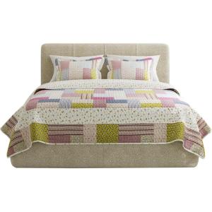 Lavish Home 3-Piece Quilt Set – Savannah Classic Patchwork Full/Queen Quilt with 2 Pillow Shams – Machine Washable Lightweight Bedding (Multicolor)