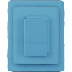 Lavish Home Brushed Microfiber Twin Sheets – 3-Piece Sheet Set with Pillowcase, Flat, and Fitted Sheets – Wrinkle and Fade-Resistant Bedding (Blue)