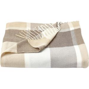 Lavish Home Collection Faux Cashmere Acrylic Oversized Throw Blanket – Luxuriously Fluffy, Soft Cashmere-Like Woven Acrylic, Breathable with Stylish Vintage Design – Spice Plaid(Gray and Tan)