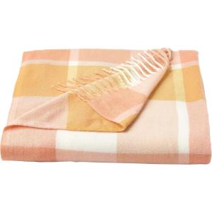 Lavish Home Collection Faux Cashmere Acrylic Oversized Throw Blanket – Luxuriously Fluffy, Soft Cashmere-Like Woven Acrylic, Breathable with Stylish Vintage Design – Spice Plaid(Pink and Tan)