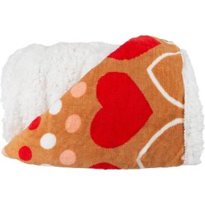 Lavish Home Reversible Fleece Blanket – 50-Inch x 60-Inch Machine-Washable Sherpa Throw with Hearts – Cozy Blanket for Couch, Chair, or Bed
