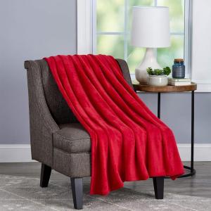 Lavish Home Velvet Throw – Oversized Microfiber Velvet Solid Polyester Throw Blanket – Breathable and Machine Washable in Vineyard Red