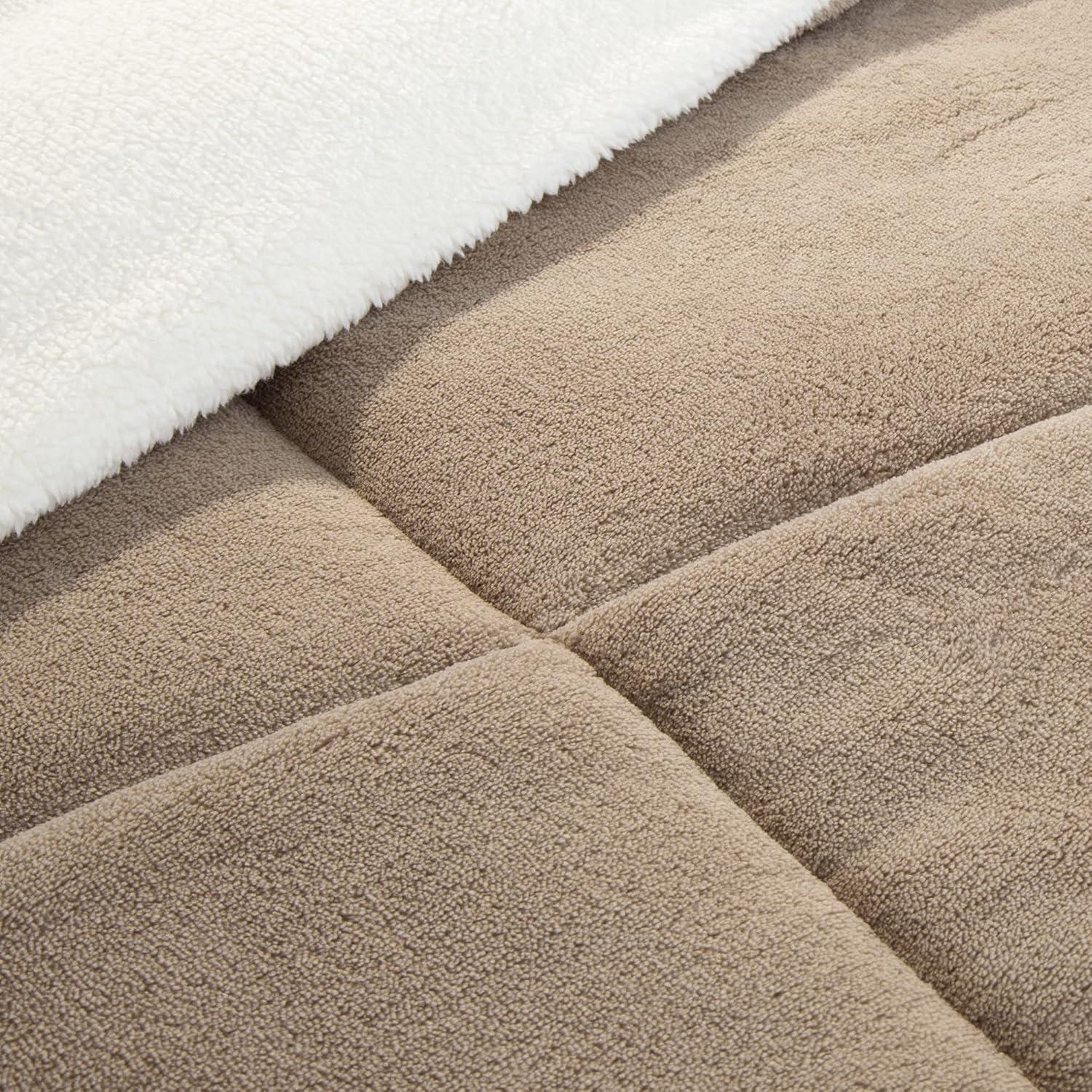 imageBedford Home 3 Piece SherpaFleece Comforter Set King Taupe