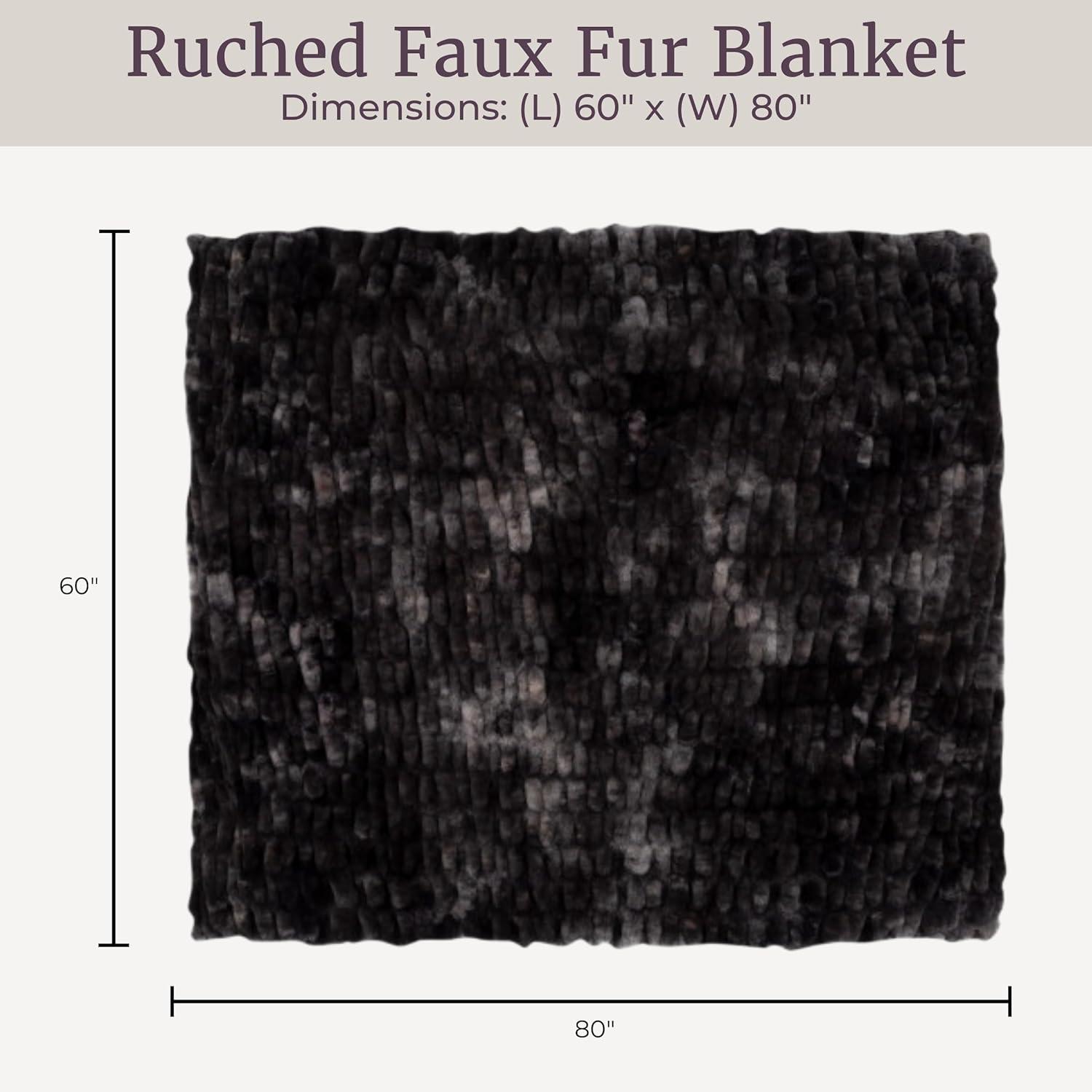 imageLavish Home Oversized Ruched Faux Fur Blanket 60x80Inch Plush Polyester Faux Fur QueenSize Throw for Sofas and Beds Luxurious Bedding PinkBlack
