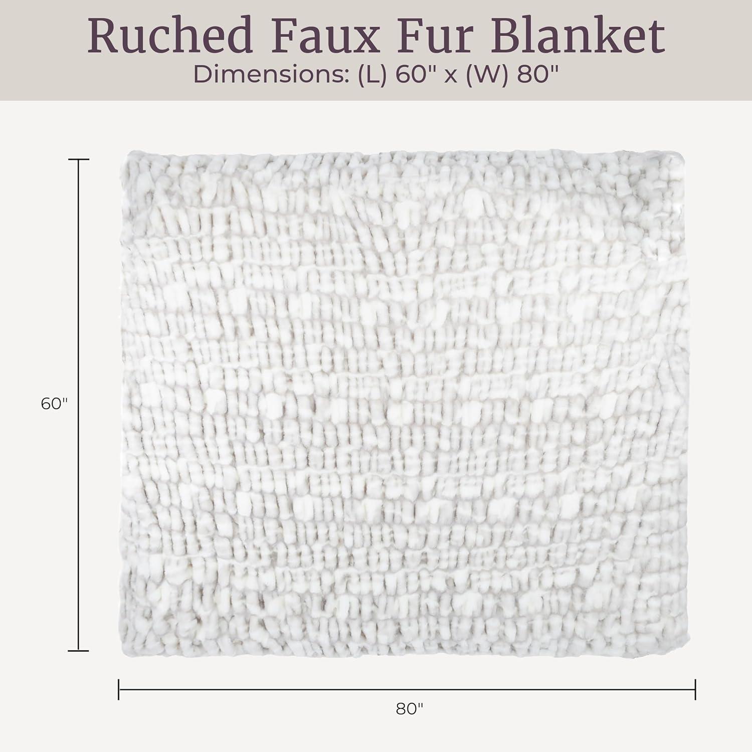 imageLavish Home Oversized Ruched Faux Fur Blanket 60x80Inch Plush Polyester Faux Fur QueenSize Throw for Sofas and Beds Luxurious Bedding PinkGray