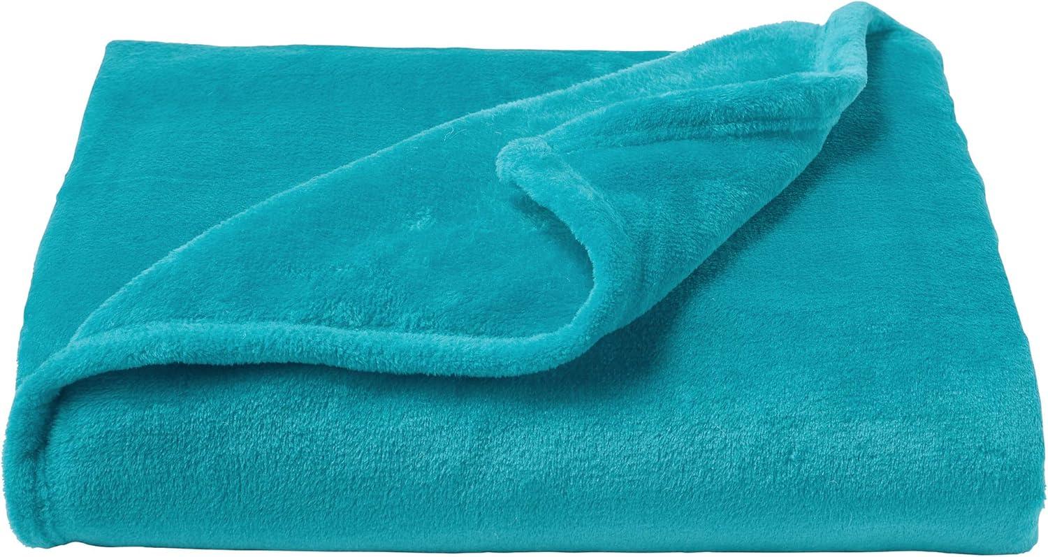 imageLavish Home Velvet Throw Oversized Microfiber Velvet Solid Polyester Throw Blanket Breathable and Machine Washable in Lagoon Green