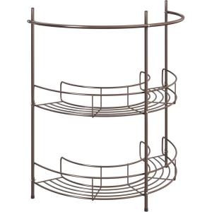 Lavish Home Pedestal Sink Organizer – Compact Under Sink Rack with 2 Storage Shelves and Towel Holder – Space Saving Bathroom Storage (Bronze)