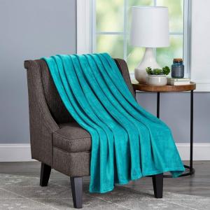 Lavish Home Velvet Throw – Oversized Microfiber Velvet Solid Polyester Throw Blanket – Breathable and Machine Washable in Lagoon Green