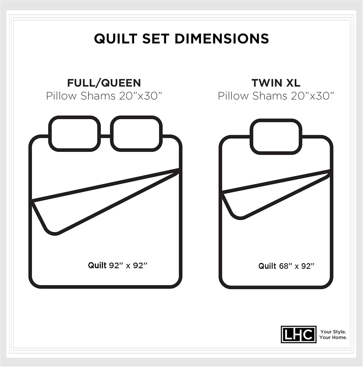 image3Piece FullQueen Quilt Set CoastalThemed Reversible Bedspread with Sham Lightweight Breathable Hypoallergenic Bedding by Lavish Home