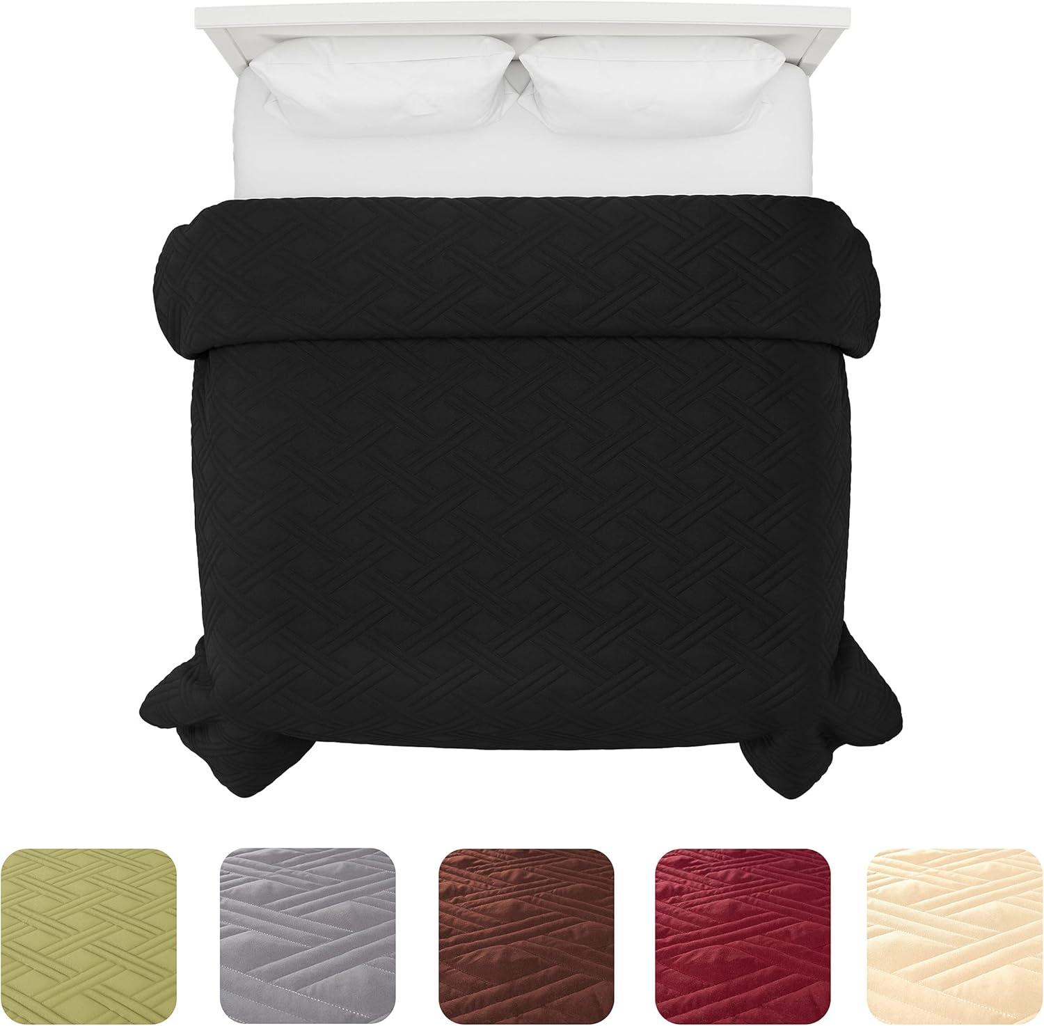 imageBedford Home Solid Color Bed Quilt King Black
