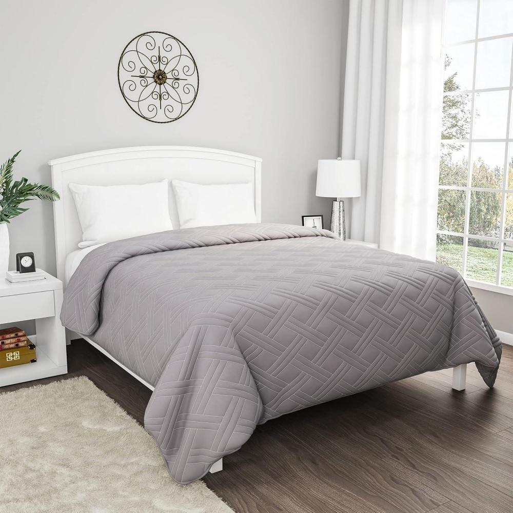 imageBedford Home Solid Color Bed Quilt King Silver
