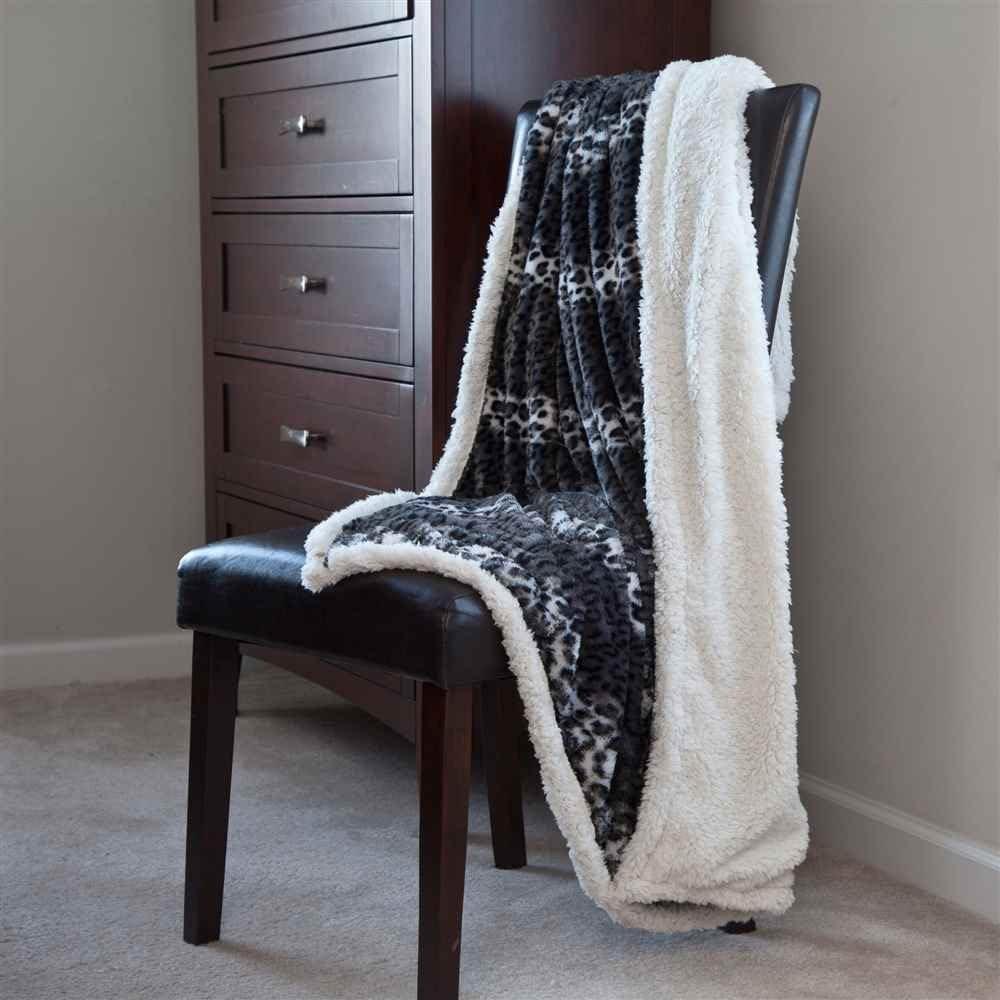 imageLavish Home Throw Blanket FleeceSherpa Cheetah