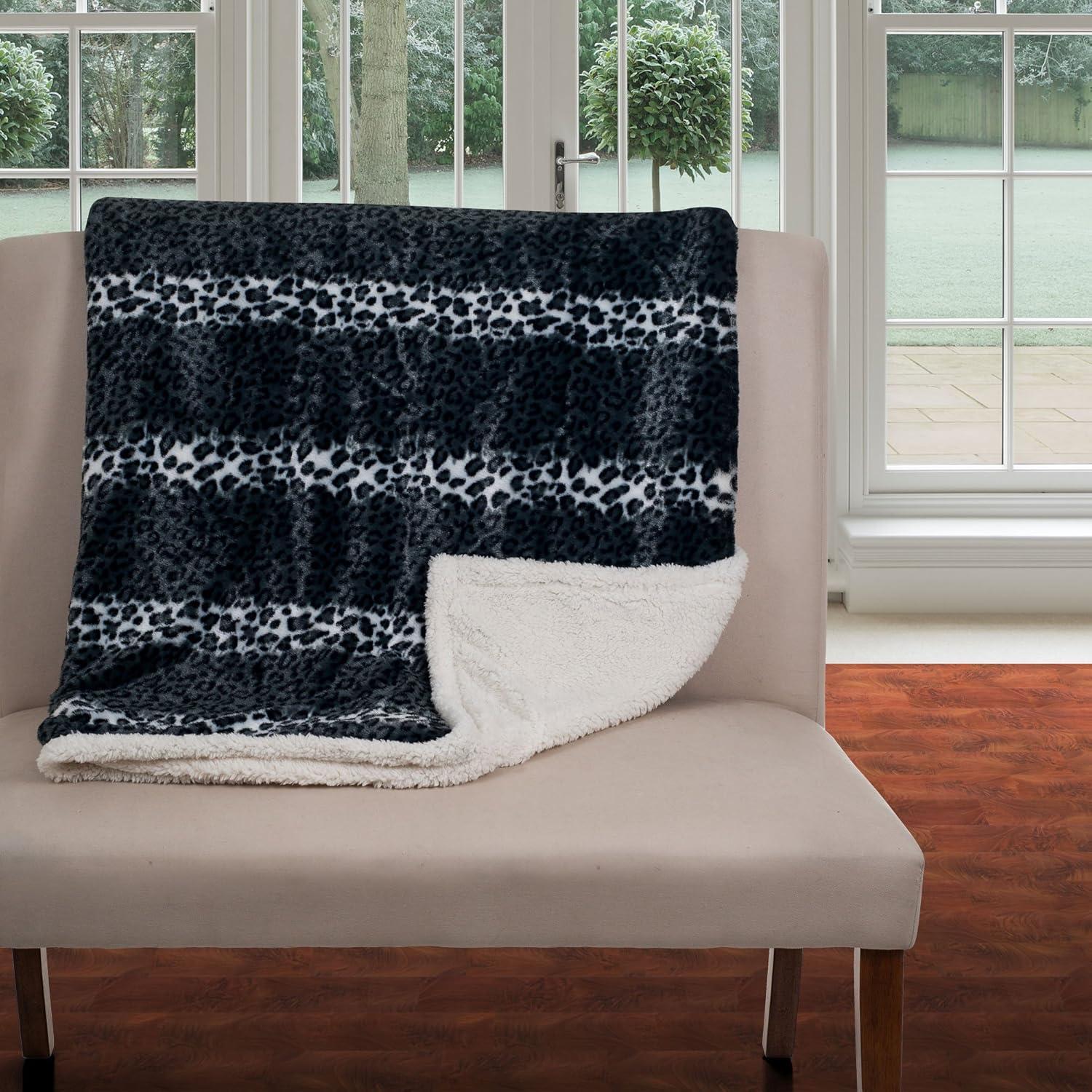 imageLavish Home Throw Blanket FleeceSherpa Cheetah