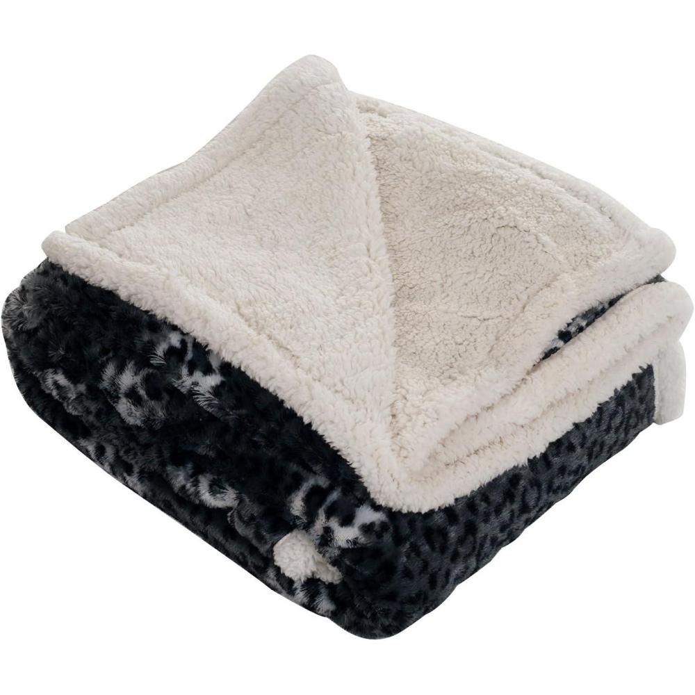imageLavish Home Throw Blanket FleeceSherpa Cheetah