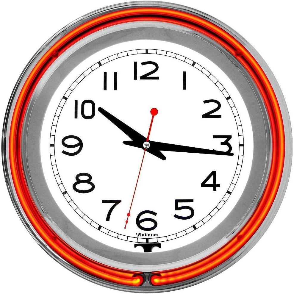 imageLavish Home Retro Neon Wall Clock Battery Operated Wall Clock Vintage Bar Garage Kitchen Game Room