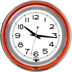 Lavish Home Retro Neon Wall Clock – Battery Operated Wall Clock Vintage Bar Garage Kitchen Game Room