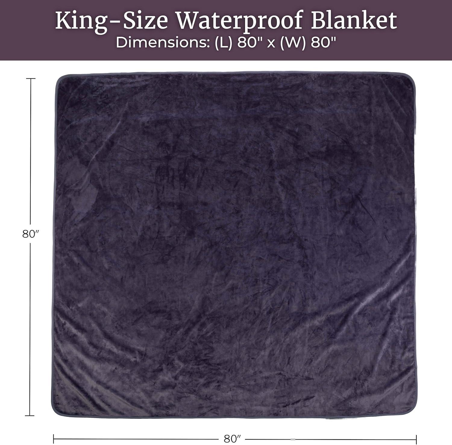 imageWaterproof Blanket for Bed Couch or Car 60 x 80 Reversible Queen Size Throw Blanket for Reliable Leakproof Furniture Protection Washable Pet Throws by Lavish Home Snow Leopard PrintPurple