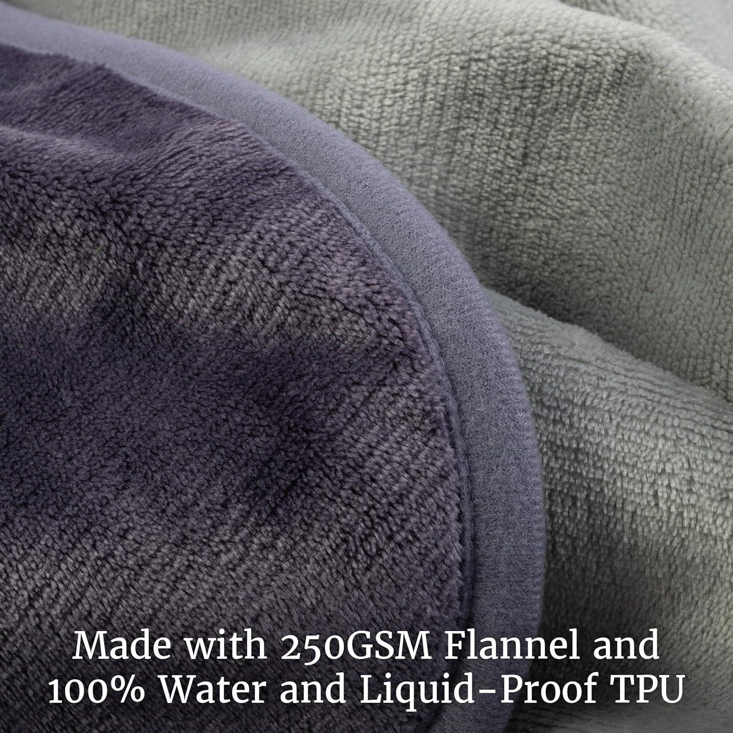 imageWaterproof Blanket for Bed Couch or Car 60 x 80 Reversible Queen Size Throw Blanket for Reliable Leakproof Furniture Protection Washable Pet Throws by Lavish Home Snow Leopard PrintPurple