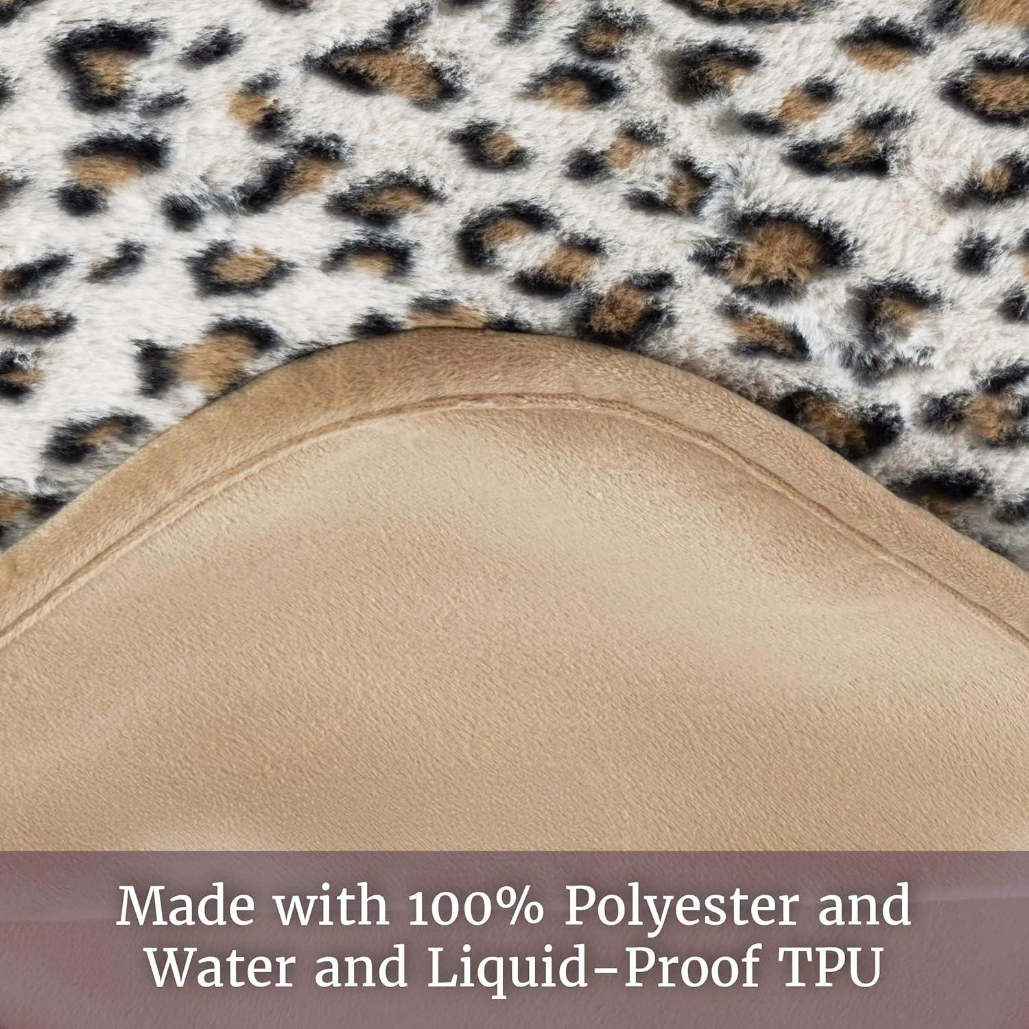 imageWaterproof Blanket for Bed Couch or Car 60 x 80 Reversible Queen Size Throw Blanket for Reliable Leakproof Furniture Protection Washable Pet Throws by Lavish Home Snow Leopard PrintBrownBlack