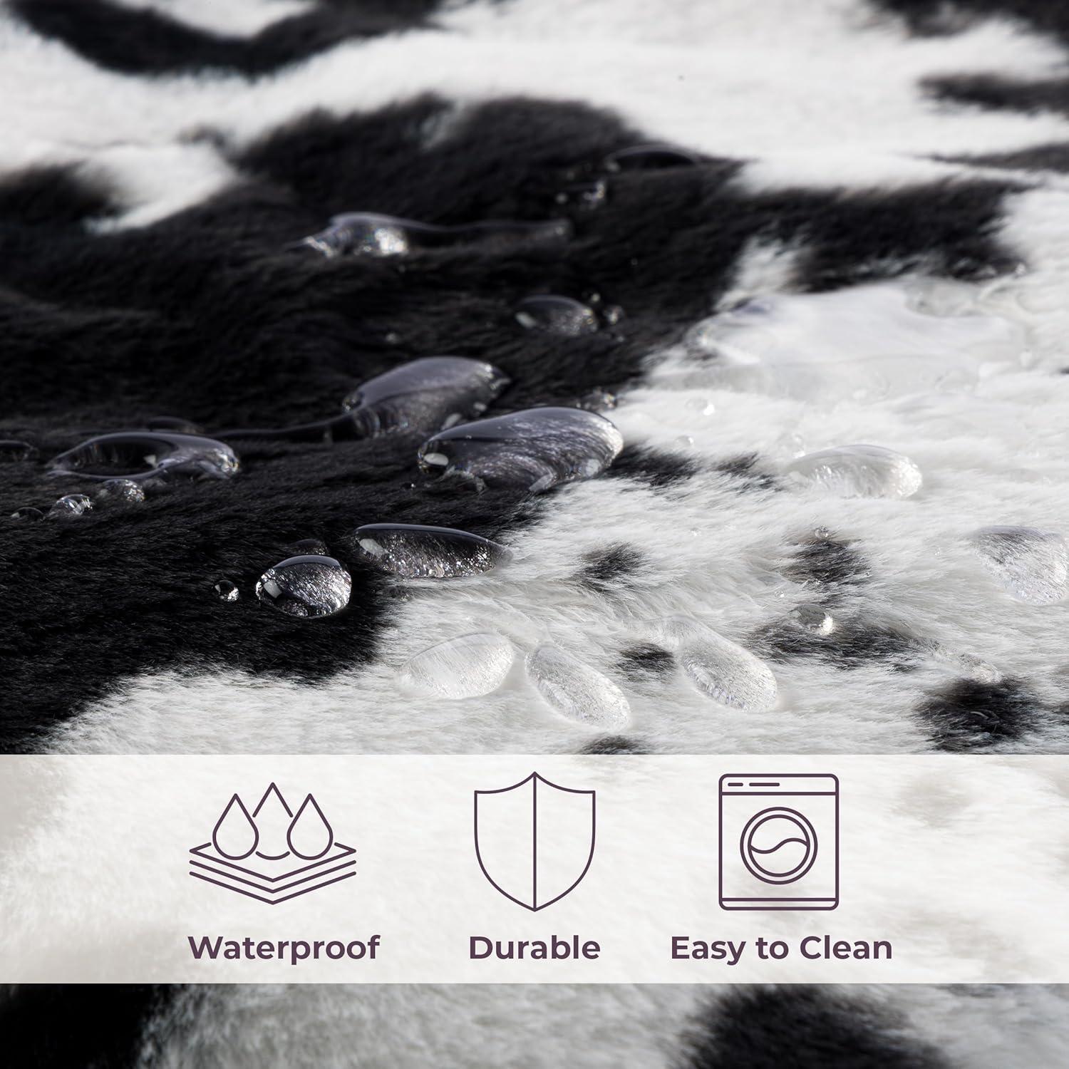 imageWaterproof Blanket for Bed Couch or Car 60 x 80 Reversible Queen Size Throw Blanket for Reliable Leakproof Furniture Protection Washable Pet Throws by Lavish Home Snow Leopard PrintBlackWhite