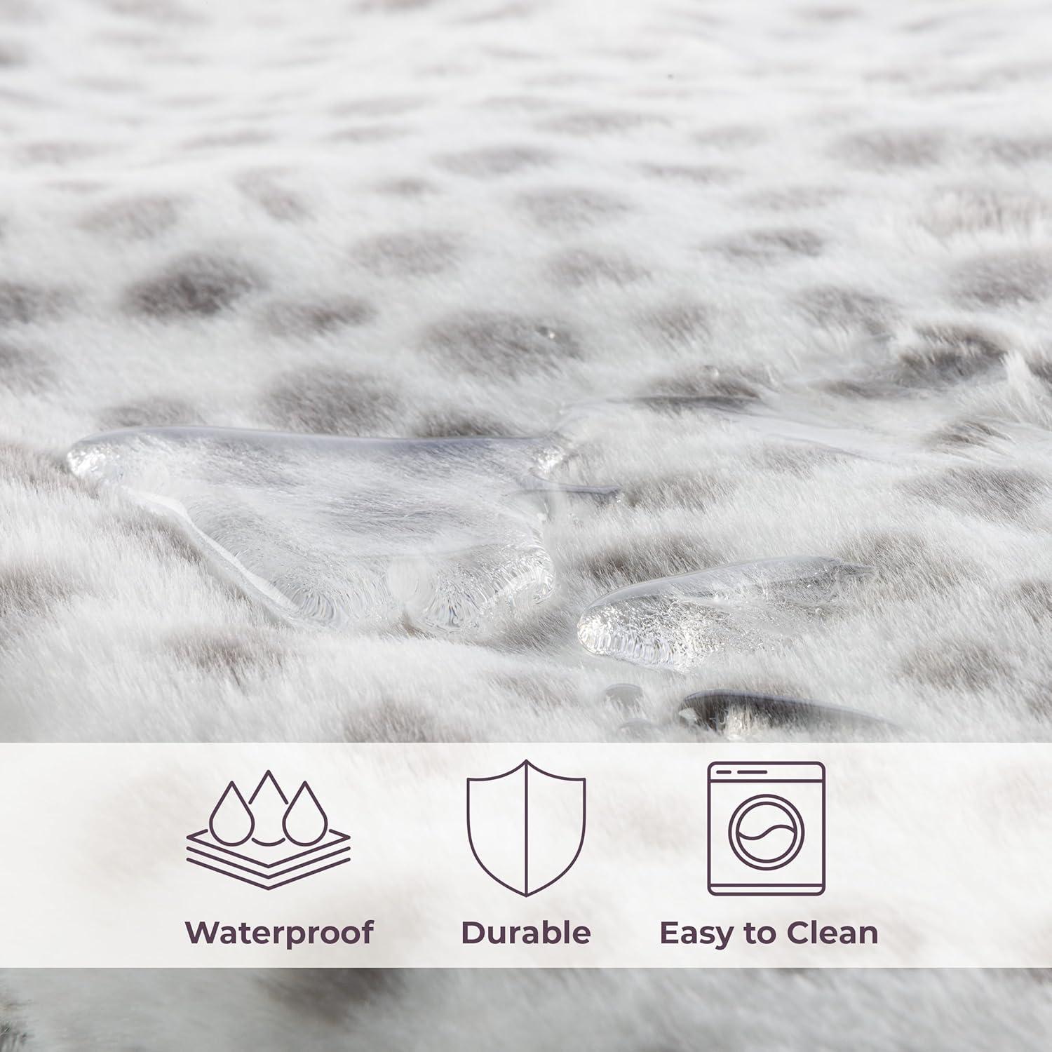 imageWaterproof Blanket for Bed Couch or Car 60 x 80 Reversible Queen Size Throw Blanket for Reliable Leakproof Furniture Protection Washable Pet Throws by Lavish Home Snow Leopard PrintWhiteGrey