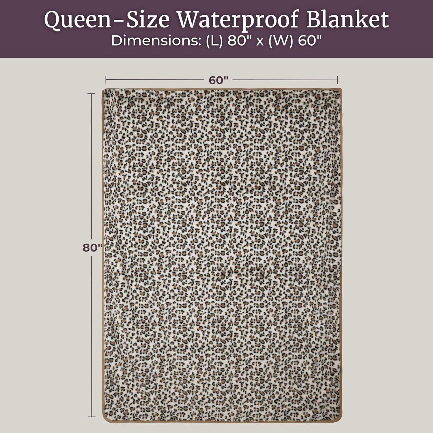 imageWaterproof Blanket for Bed Couch or Car 60 x 80 Reversible Queen Size Throw Blanket for Reliable Leakproof Furniture Protection Washable Pet Throws by Lavish Home Snow Leopard PrintBrownBlack