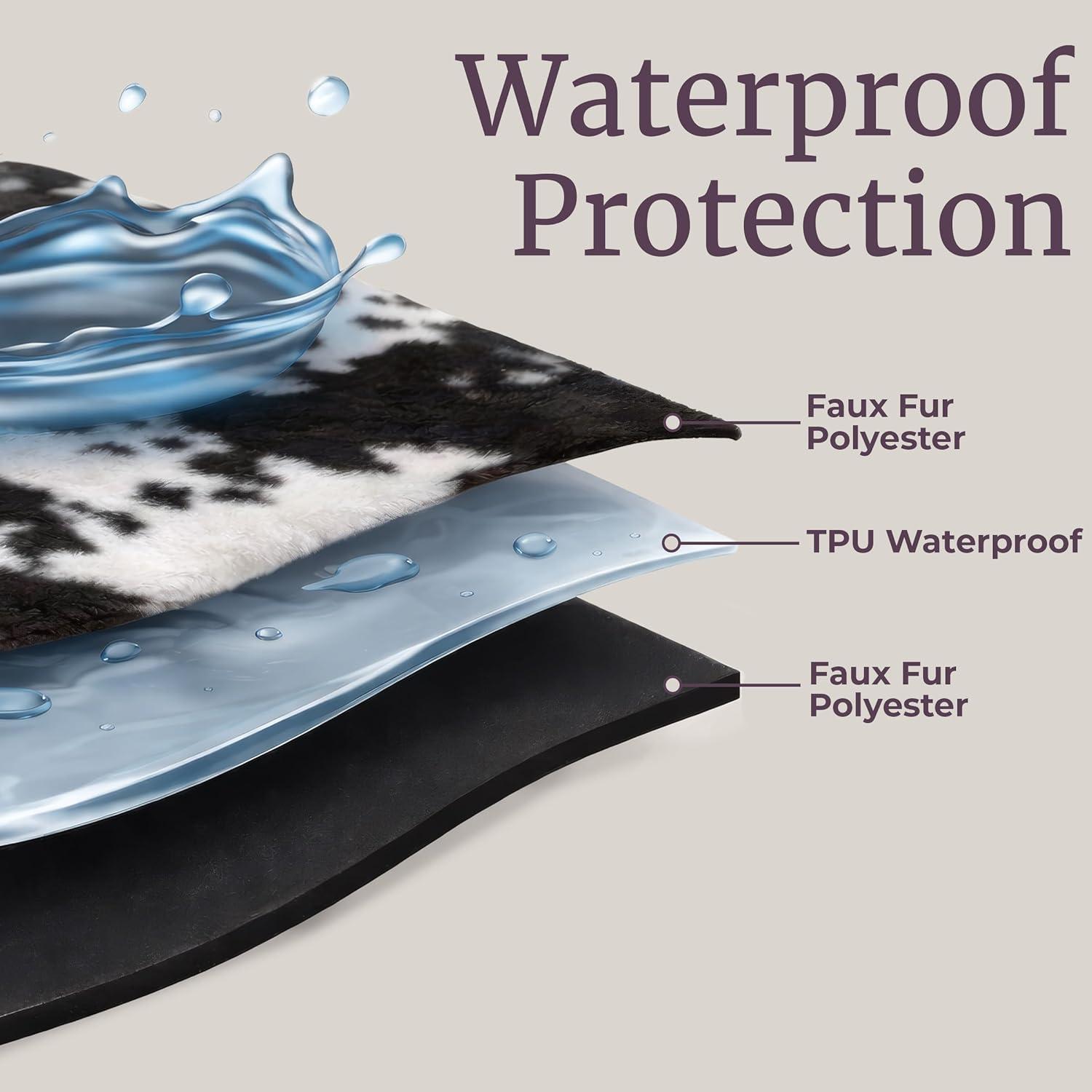imageWaterproof Blanket for Bed Couch or Car 60 x 80 Reversible Queen Size Throw Blanket for Reliable Leakproof Furniture Protection Washable Pet Throws by Lavish Home Snow Leopard PrintBlackWhite
