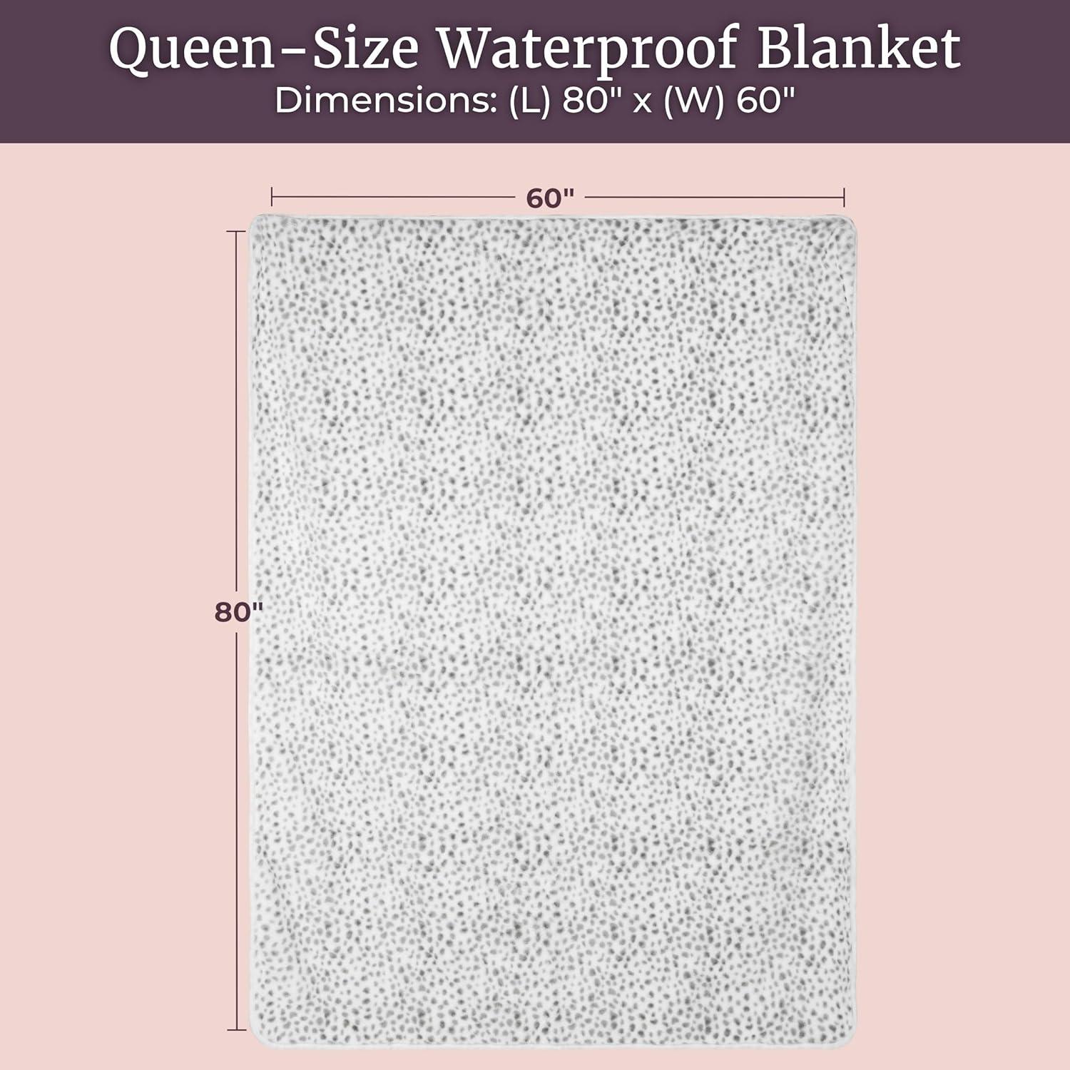 imageWaterproof Blanket for Bed Couch or Car 60 x 80 Reversible Queen Size Throw Blanket for Reliable Leakproof Furniture Protection Washable Pet Throws by Lavish Home Snow Leopard PrintWhiteGrey