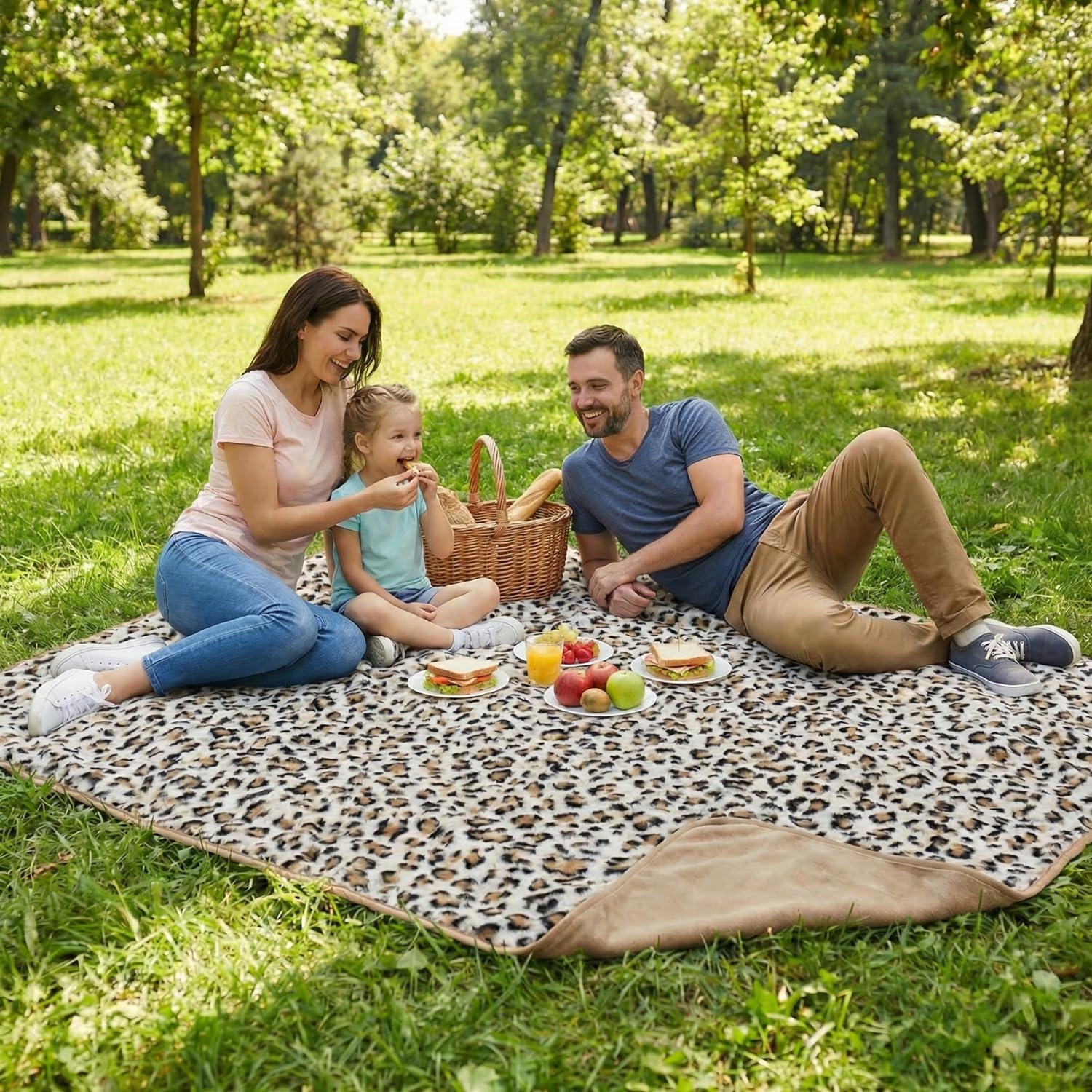 imageWaterproof Blanket for Bed Couch or Car 60 x 80 Reversible Queen Size Throw Blanket for Reliable Leakproof Furniture Protection Washable Pet Throws by Lavish Home Snow Leopard PrintBrownBlack