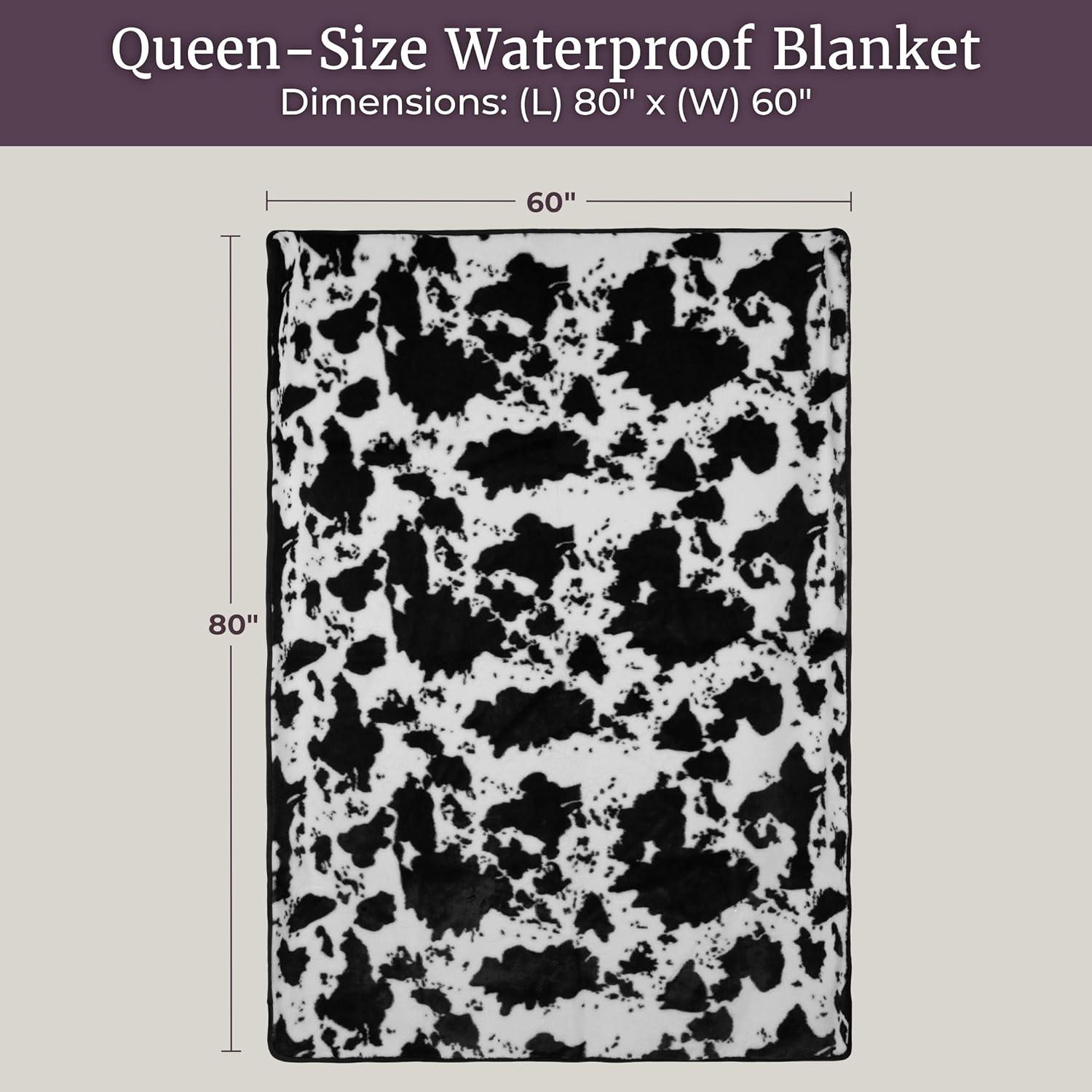 imageWaterproof Blanket for Bed Couch or Car 60 x 80 Reversible Queen Size Throw Blanket for Reliable Leakproof Furniture Protection Washable Pet Throws by Lavish Home Snow Leopard PrintBlackWhite