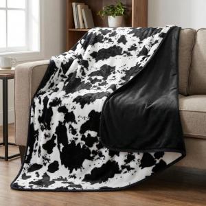Waterproof Blanket for Bed, Couch, or Car – 60” x 80” Reversible Queen Size Throw Blanket for Reliable Leakproof Furniture Protection – Washable Pet Throws by Lavish Home (Snow Leopard Print)(Black/White)