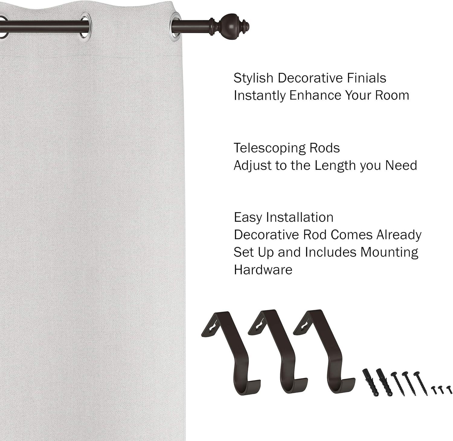 image1Inch Curtain Rod Decorative Modern Turned Finials and Hardware for Home Decor Adjustable to Fit 66 to 120Inch Windows by Lavish Home Bronze