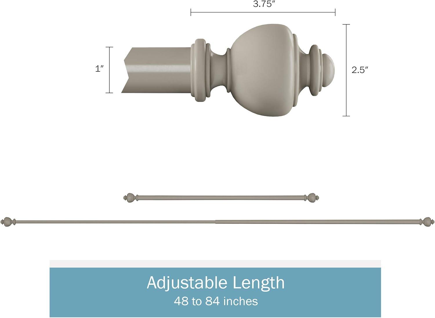 image1Inch Curtain Rod Decorative Modern Urn Finials amp Hardware For Home Decor in Bedroom Living Room amp Kitchen 4884Inch by Lavish Home Gray