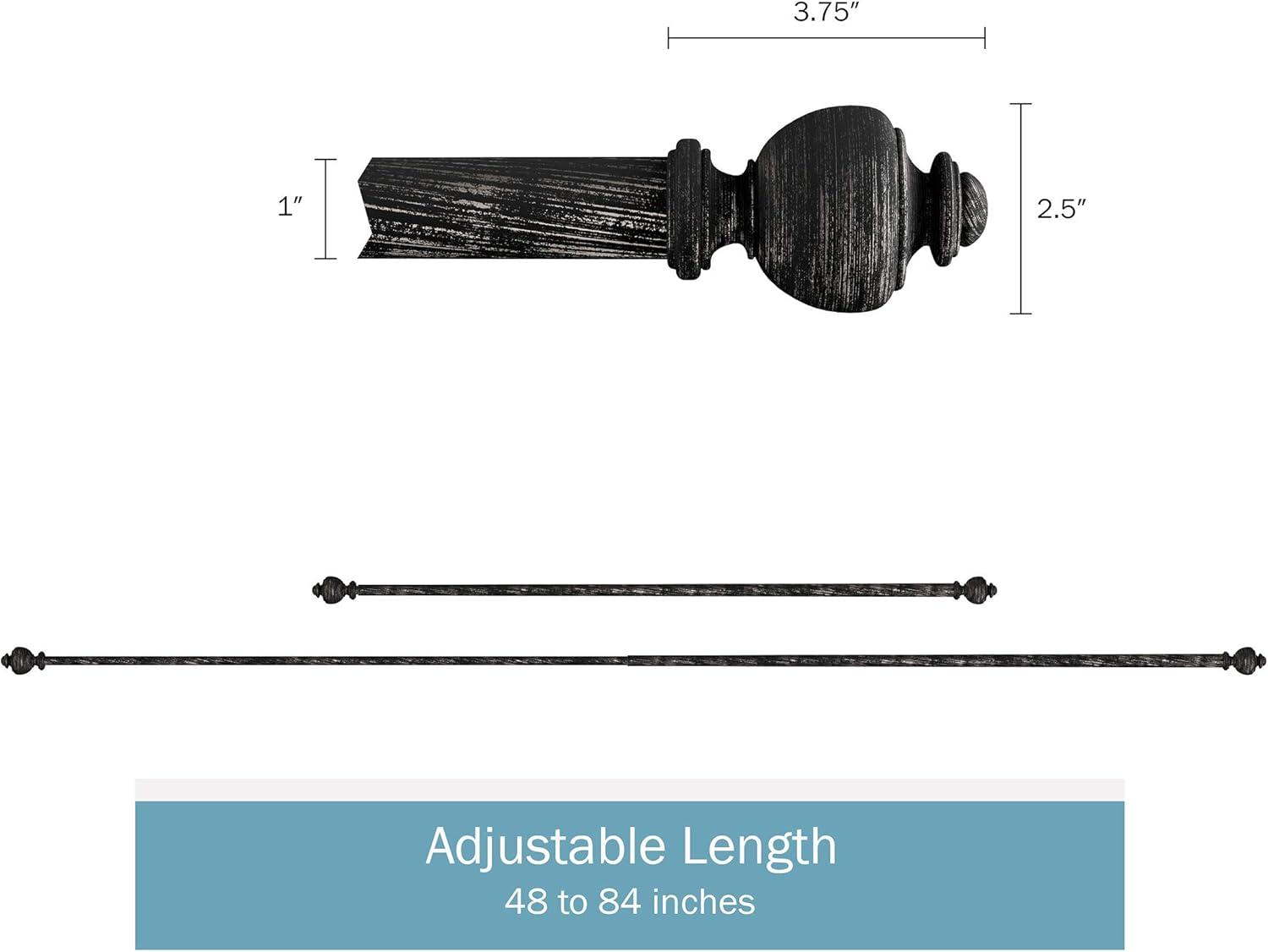 image1Inch Curtain Rod Decorative Modern Urn Finials amp Hardware For Home Decor in Bedroom Living Room amp Kitchen 4884inch by Lavish Home Black
