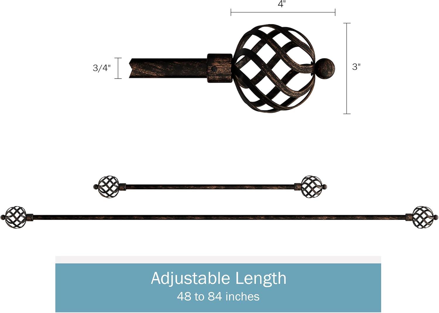 image34Inch Curtain Rod Decorative Twisted Sphere Finials amp HardwareFor Home Decor in Bedroom Living Room amp Kitchen 4884Inch by Lavish Home Brass