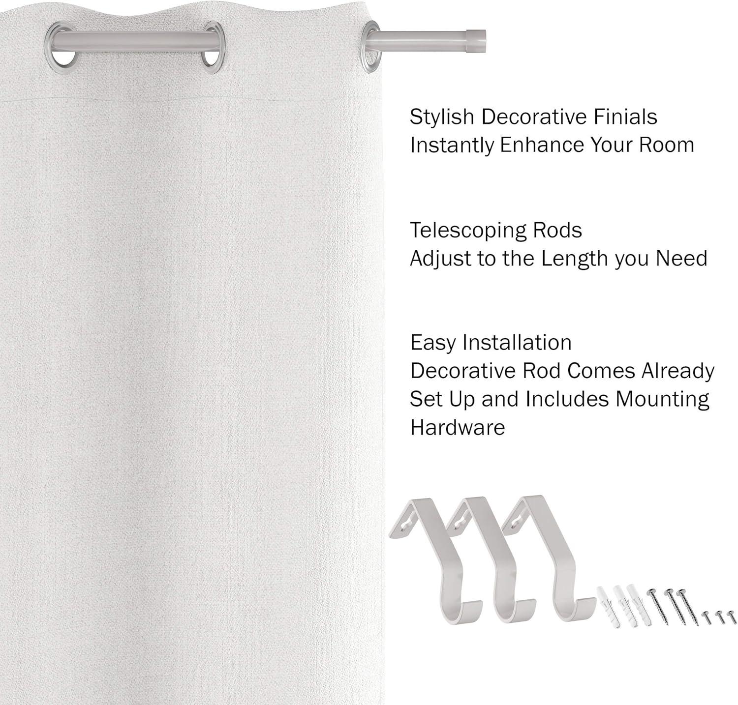 imageLavish Home 1Inch Curtain Rod Decorative End Cap Style Finials amp Hardware For Home Decor in Bedroom Living Room amp Kitchen 66120Inch Silver