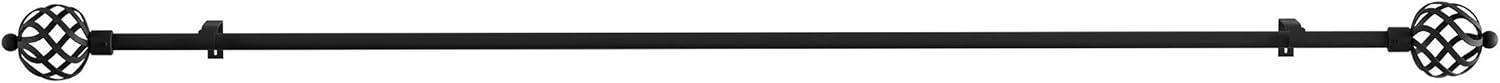 imageLavish Home 34Inch Curtain Rod Decorative Twisted Sphere Finials amp Hardwarefor Home Decor in Bedroom Living Room amp Kitchen 4884Inch Black