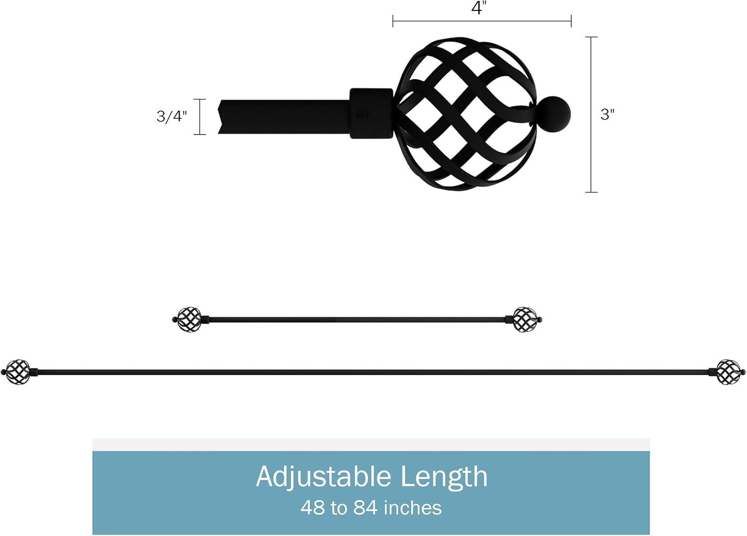 imageLavish Home 34Inch Curtain Rod Decorative Twisted Sphere Finials amp Hardwarefor Home Decor in Bedroom Living Room amp Kitchen 4884Inch Black