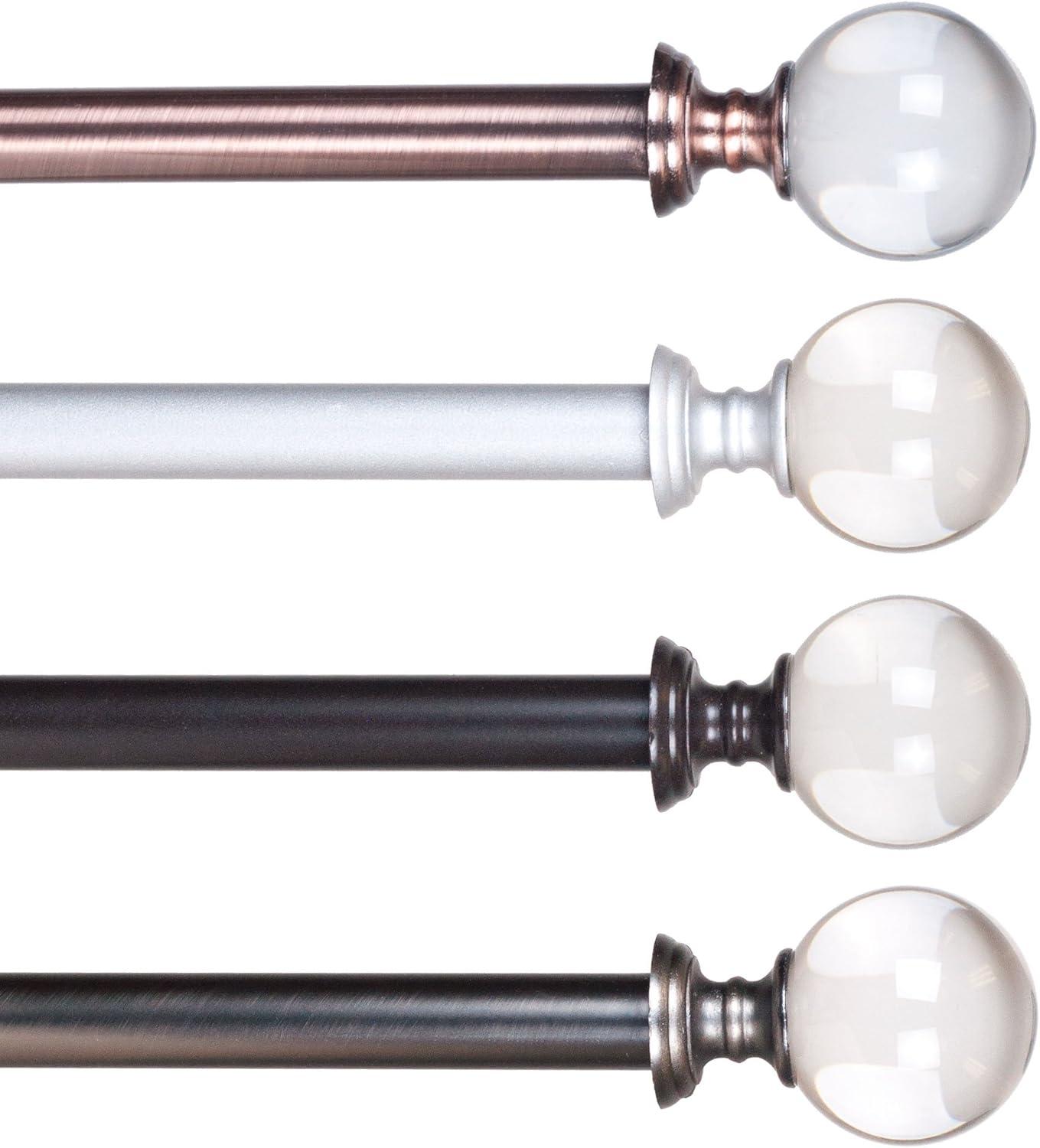 imageLavish Home Curtain Rods and Hardware Decorative Crystal Ball Rods for Home Dcor in Bedroom Living Room and Kitchen Curtains 4886 SilverSilver 62 144