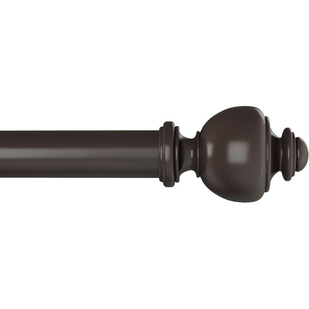 image1Inch Curtain Rod Decorative Modern Turned Finials and Hardware for Home Decor Adjustable to Fit 66 to 120Inch Windows by Lavish Home Bronze