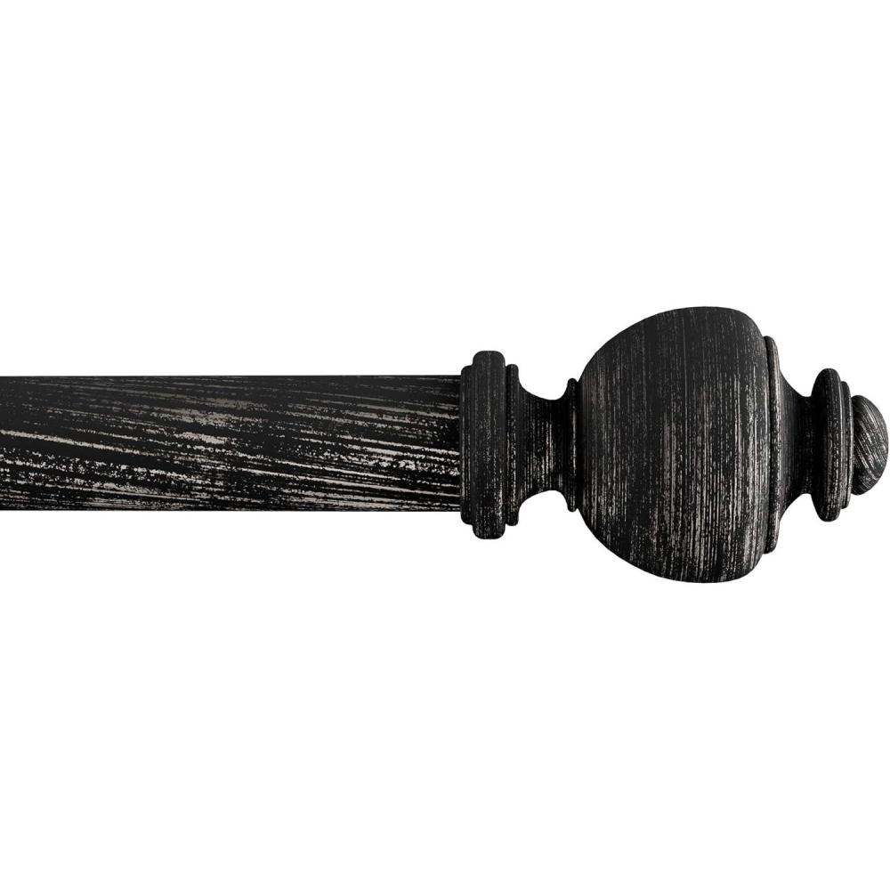 image1Inch Curtain Rod Decorative Modern Urn Finials amp Hardware For Home Decor in Bedroom Living Room amp Kitchen 4884inch by Lavish Home Black