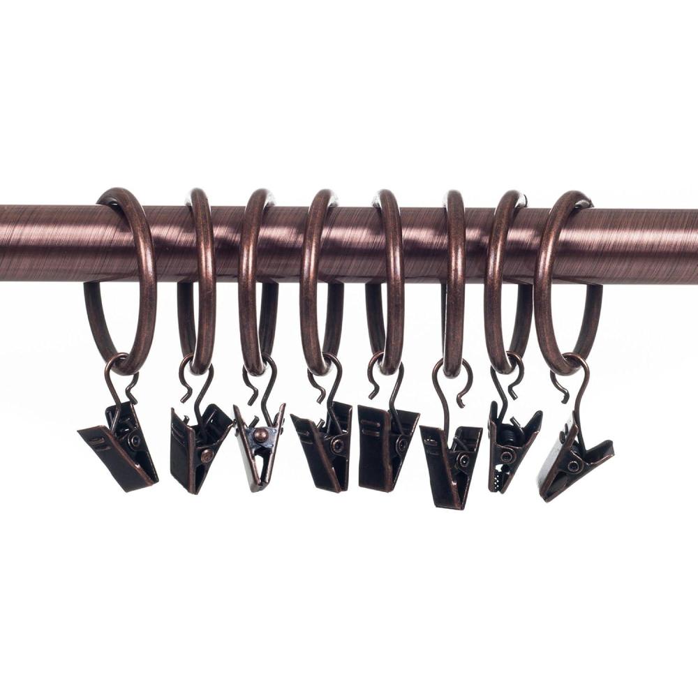imageLavish Home Curtain Rod Ring Clips125Inch Silver Set of 8Copper