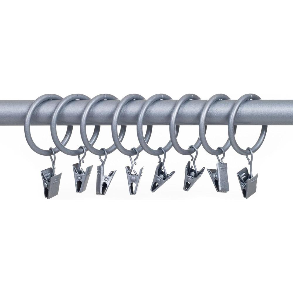 imageLavish Home Curtain Rod Ring Clips125Inch Silver Set of 8Silver