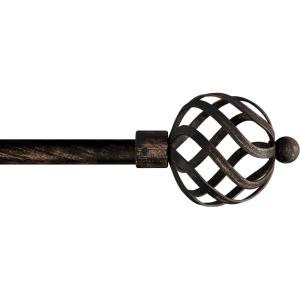 3/4-Inch Curtain Rod- Decorative Twisted Sphere Finials & Hardware-For Home Decor in Bedroom, Living Room & Kitchen- 48-84-Inch by Lavish Home (Brass)
